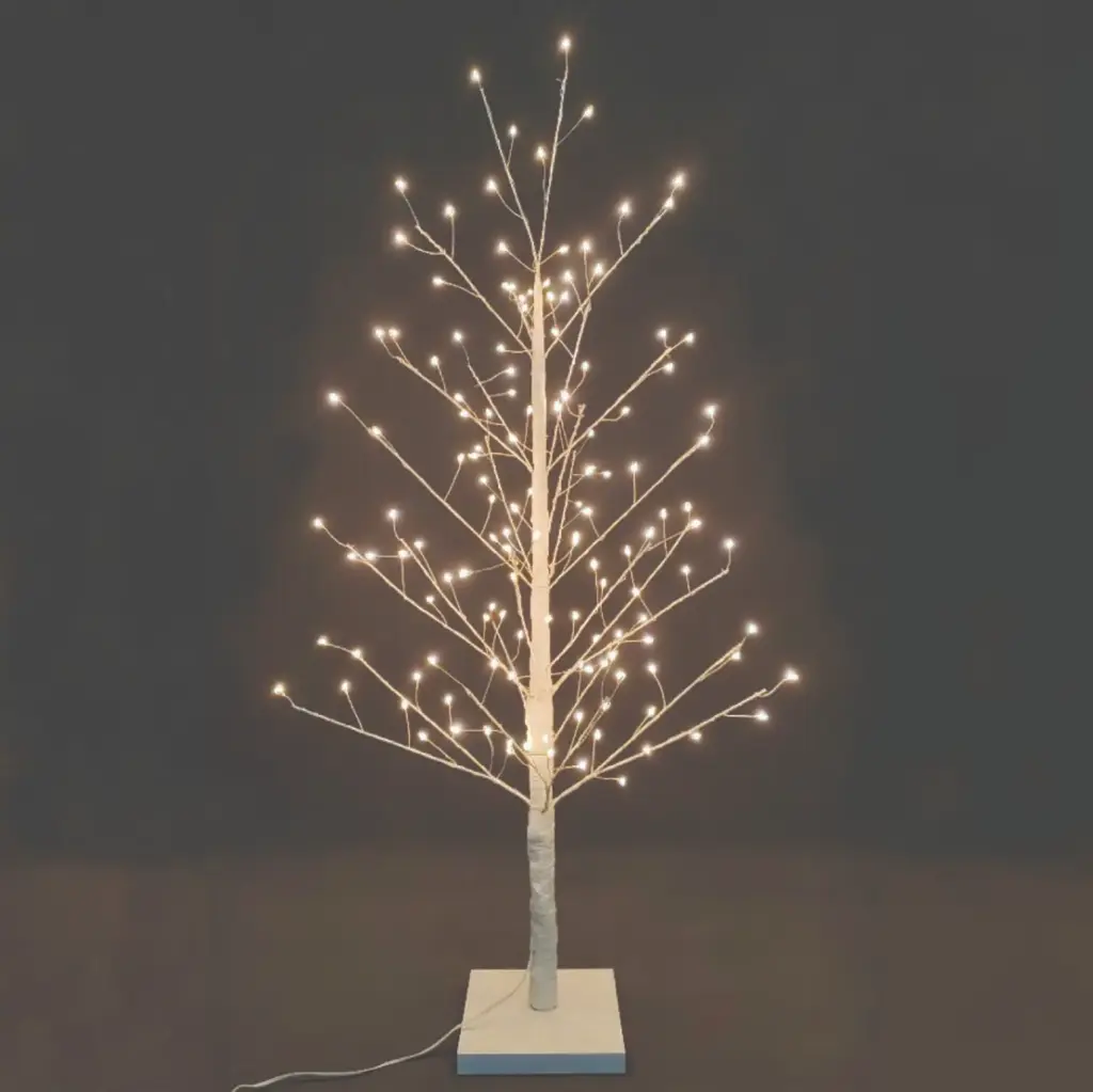 Šviečianti LED dekoracija-medelis, baltas, 90 cm, 140 LED, šiltai balta, IP20