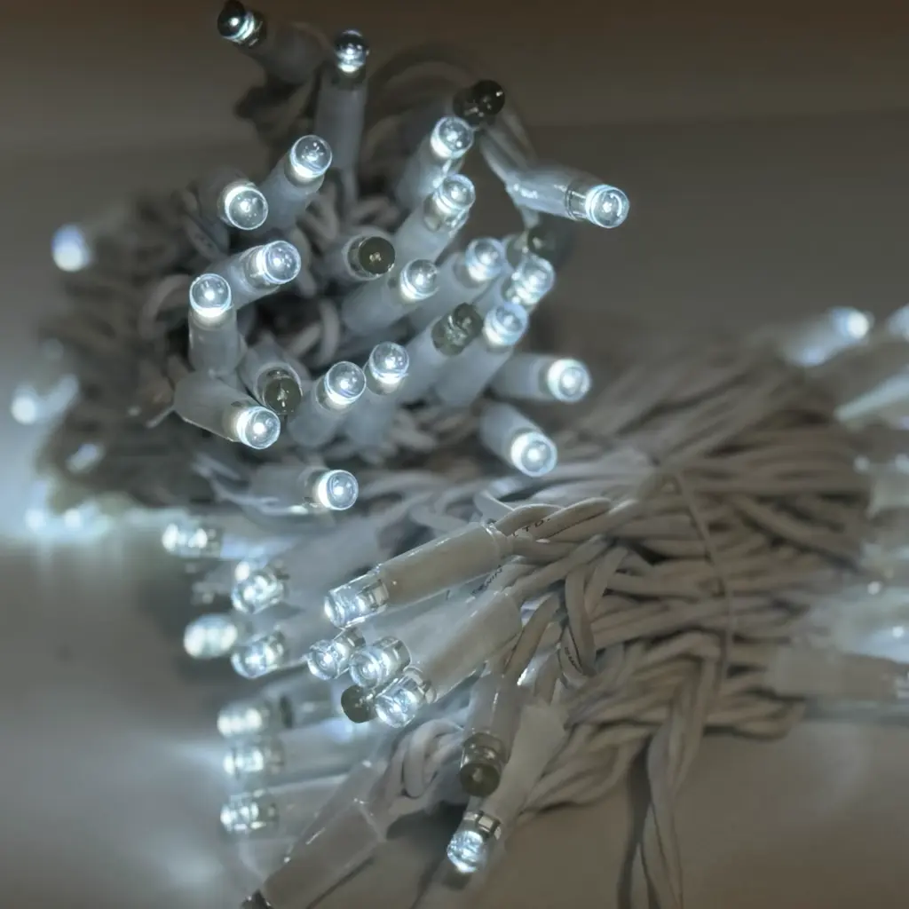 PROfesionali FLASH lempučių girlianda POLAMP, 10m (5+5), 80+20 LED, šaltai balta, baltu laidu, IP67