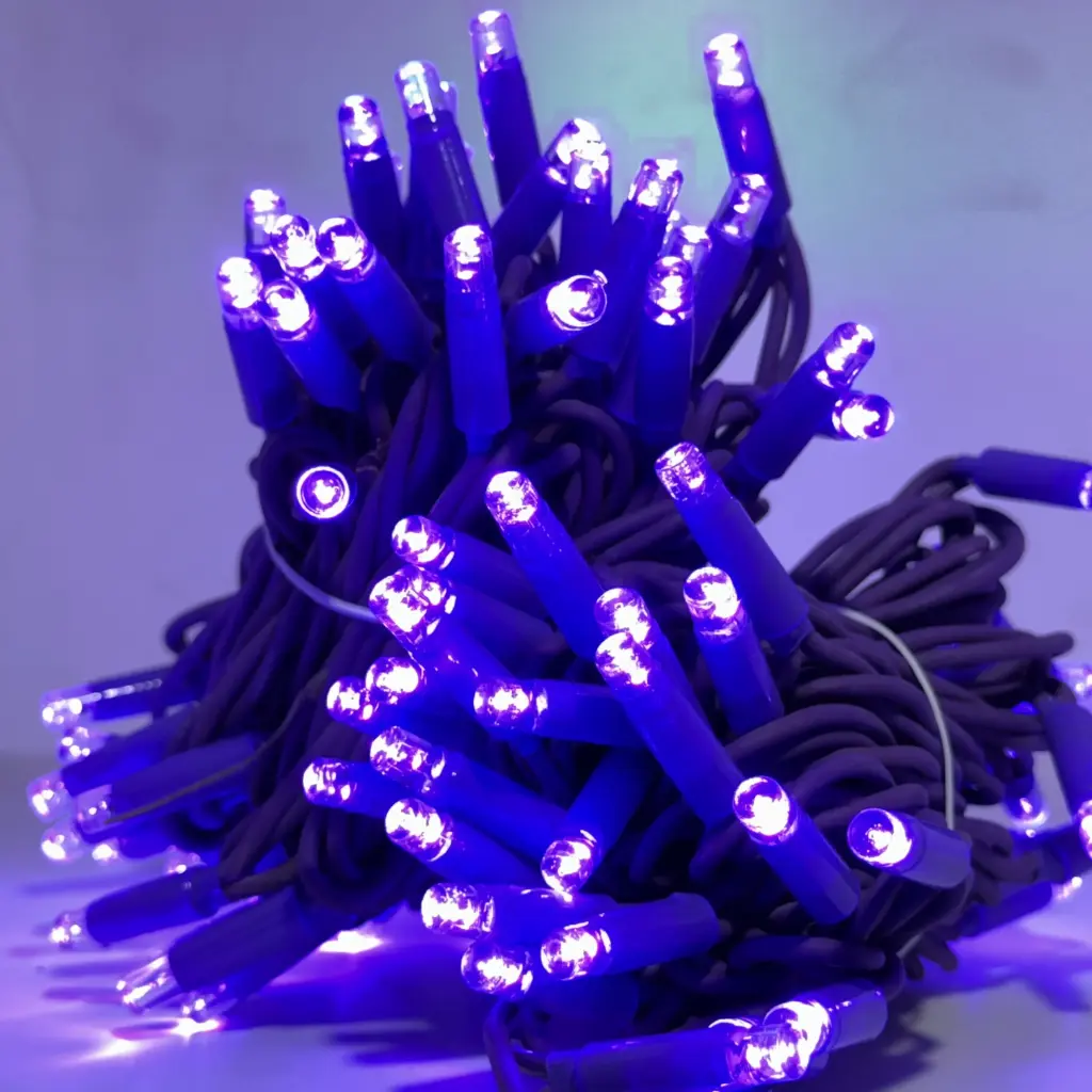 PROfesionali lempučių girlianda POLAMP, 10m (5+5), 100 LED, purpurinė, purpuriniu laidu, IP67