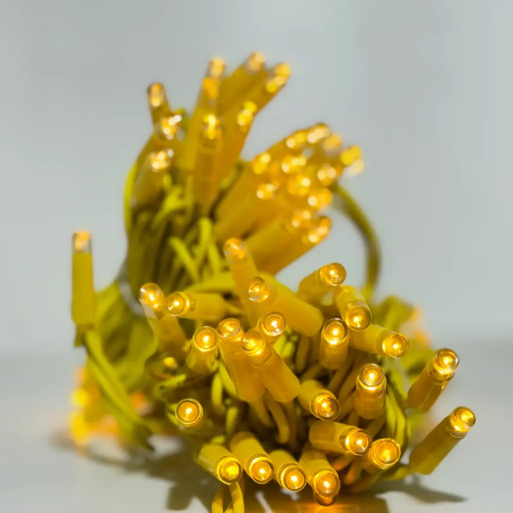 PROfesionali lempučių girlianda POLAMP, 10m (5+5), 100 LED, geltona, geltonu laidu, IP67