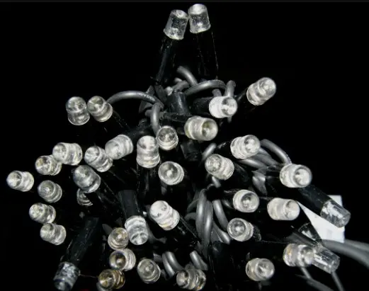 PROfesionali lempučių girlianda POLAMP, 10m (5+5), 100 LED, geltona, baltu laidu, IP67