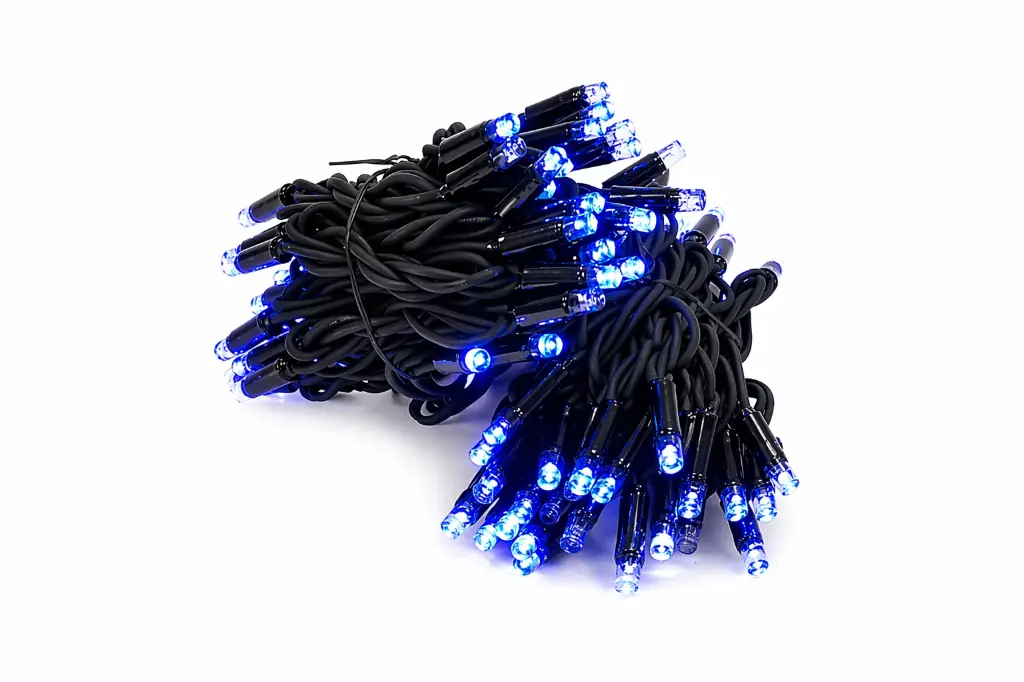 PROfesionali FLASH lempučių girlianda POLAMP, 10m (5+5), 80+20 LED, mėlyna, juodu laidu, IP67