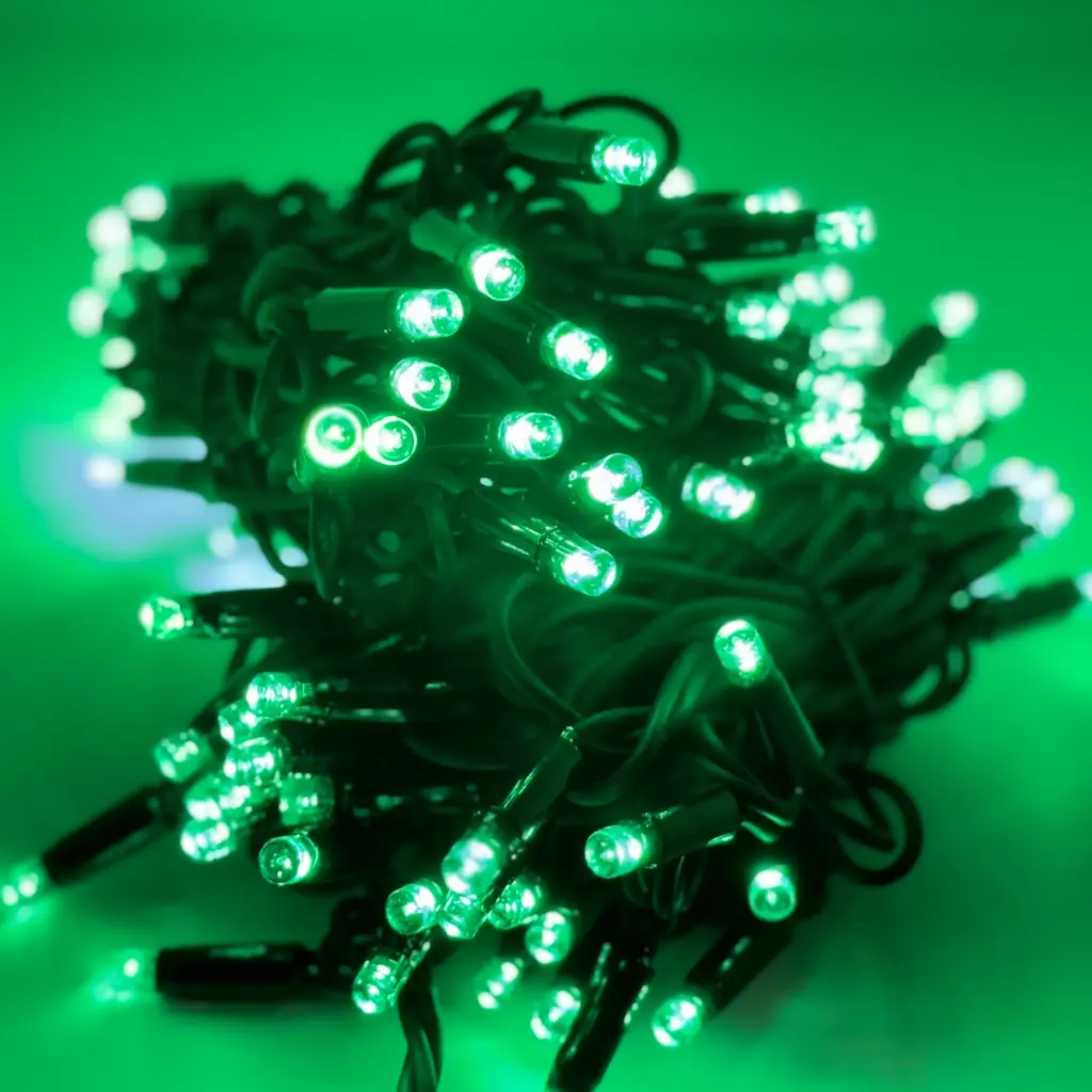 PROfesionali lempučių girlianda POLAMP, 10m (5+5), 100 LED, alyvuogių žalia, juodu laidu, IP67