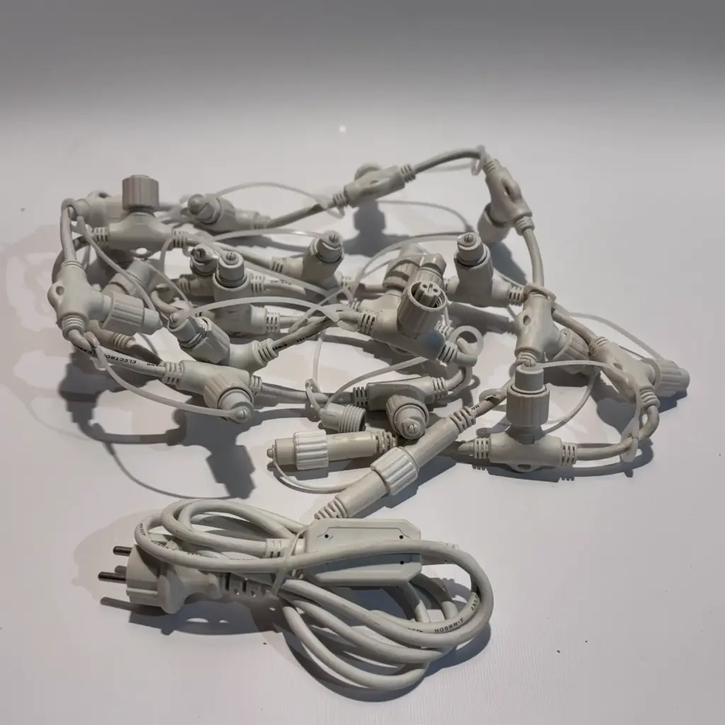 PRO magistralinis kabelis LED užuolaidoms POLAMP, 20xF 1xM, 2,5m, baltas, IP67