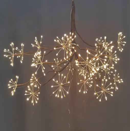 [MED-SAK-50] Šviečianti LED šaka, ruda, 50 cm, 195 LED, šiltai balta, mirganti, IP20