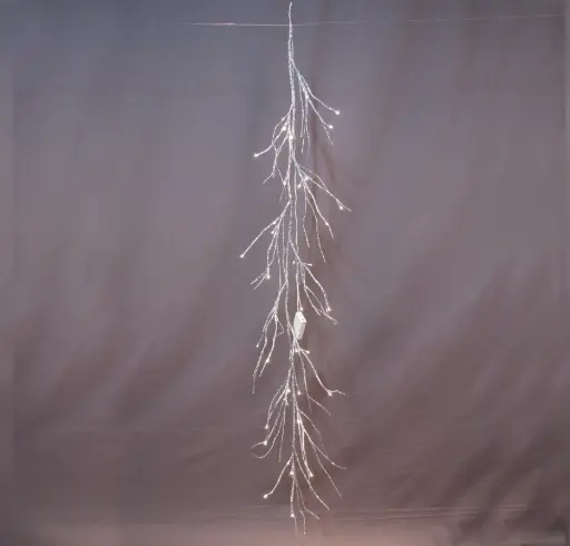 [MED-SAK-180-S] Šviečianti ilga LED šaka, sidabrinė, 180 cm, 40 LED, 3xAA, šiltai balta, IP20