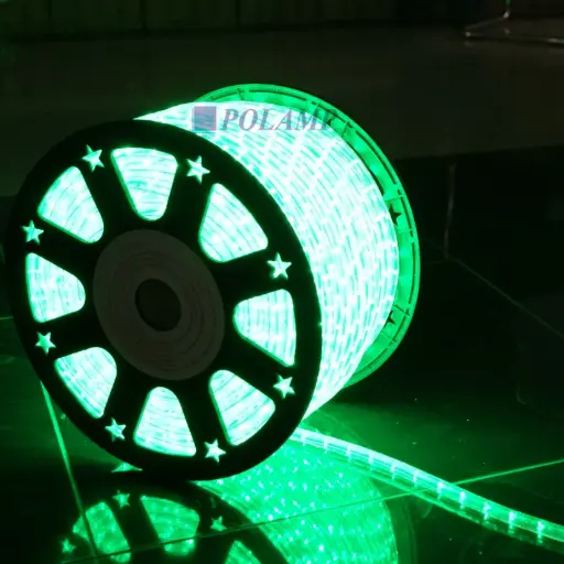 [POL-LRLNK1H-G1] PROfesionali LED žarna-kabelis ROPELIGHT NK1 POLAMP, 13 mm, 36 LED/m, hor., 230V, žalia, IP67, 1m