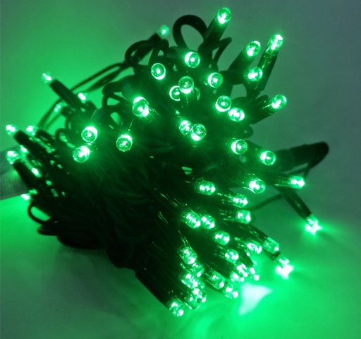 [POL-PLSL10M-G-BL] PROfesionali lempučių girlianda POLAMP, 10m (5+5), 100 LED, žalia, juodu laidu, IP67