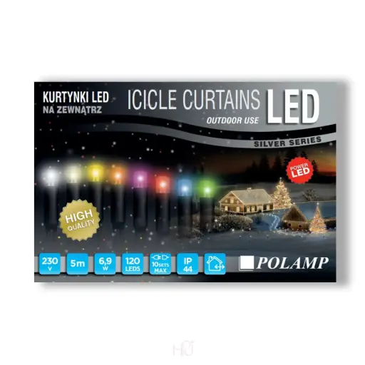 [POL-LIL5M-R-BL] Girlianda-varvekliai POLAMP, 5m x 0,7m, 120 LED, raudona, juodu laidu, IP44