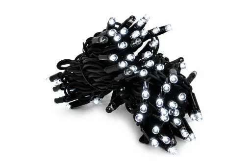 [POL-PLSLf10M-CW-BL] PROfesionali FLASH lempučių girlianda POLAMP, 10m (5+5), 80+20 LED, šaltai balta, juodu laidu, IP67