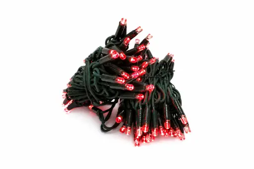 [POL-PLSL10M-R-G] PROfesionali lempučių girlianda POLAMP, 10m (5+5), 100 LED, raudona, žaliu laidu, IP67