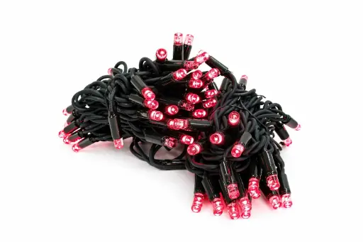 [POL-PLSL10M-R-BL] PROfesionali lempučių girlianda POLAMP, 10m (5+5), 100 LED, raudona, juodu laidu, IP67