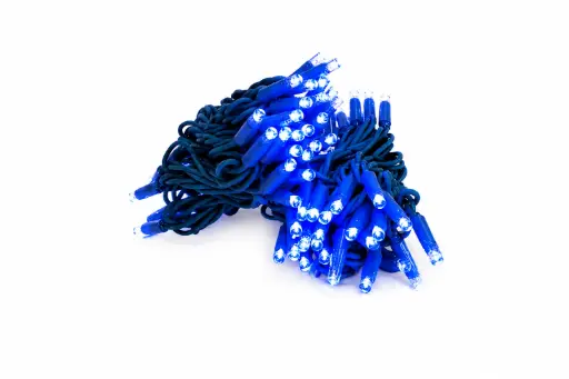 [POL-PLSL10M-BLU-G] PROfesionali lempučių girlianda POLAMP, 10m (5+5), 100 LED, mėlyna, žaliu laidu, IP67