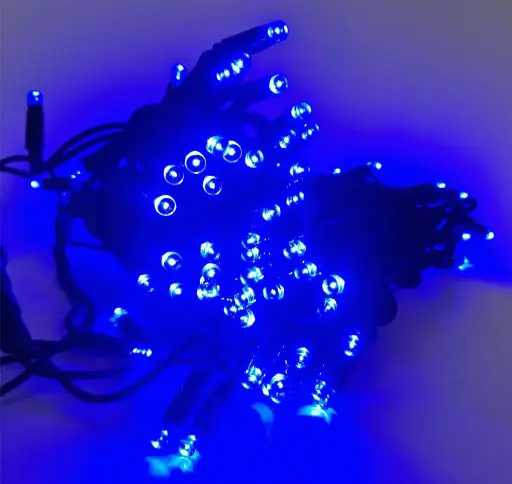 [POL-PLSL10M-BLU-G] PROfesionali lempučių girlianda POLAMP, 10m (5+5), 100 LED, mėlyna, žaliu laidu, IP67