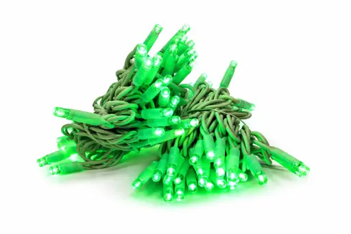 [POL-PLSL10M-G-W] PROfesionali lempučių girlianda POLAMP, 10m (5+5), 100 LED, žalia, baltu laidu, IP67