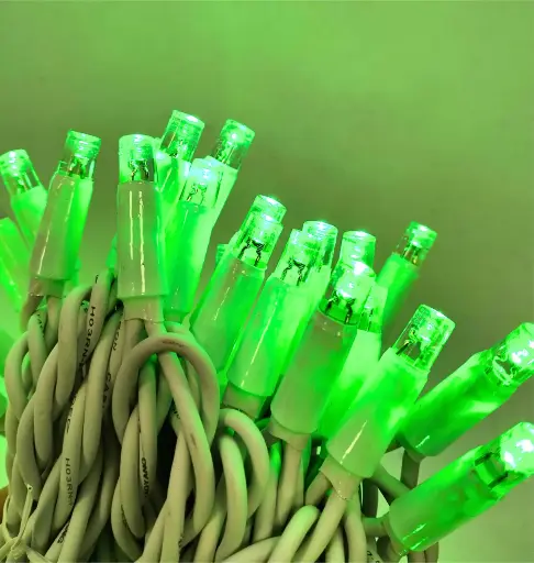 [POL-PLSL10M-G-W] PROfesionali lempučių girlianda POLAMP, 10m (5+5), 100 LED, žalia, baltu laidu, IP67