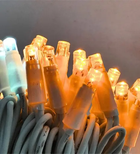 [POL-PLSLf10M-Y-W] PROfesionali FLASH lempučių girlianda POLAMP, 10m (5+5), 80+20 LED, geltona, baltu laidu, IP67