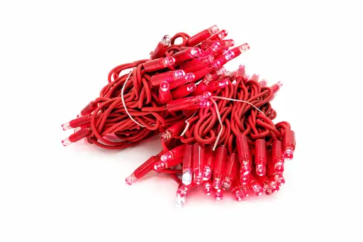 [POL-PLSLf10M-R-R] PROfesionali FLASH lempučių girlianda POLAMP, 10m (5+5), 80+20 LED, raudona, raudonu laidu, IP67