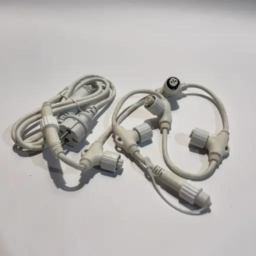 [POL-SE5S-W] PRO magistralinis kabelis LED užuolaidoms POLAMP 5xF 1xM, 1m, baltas, IP67