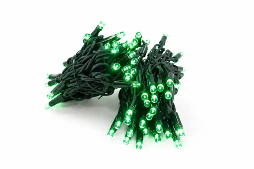 [POL-PLSL10M-OG-BL] PROfesionali lempučių girlianda POLAMP, 10m (5+5), 100 LED, alyvuogių žalia, juodu laidu, IP67