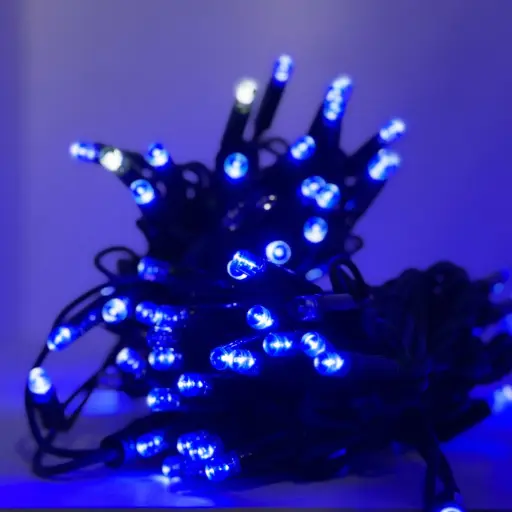 [POL-PLSLf10M-BLU-G] PROfesionali FLASH lempučių girlianda POLAMP, 10m (5+5), 80+20 LED, mėlyna, žaliu laidu, IP67