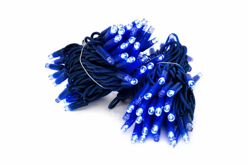 [POL-PLSLf10M-BLU-BLU] PROfesionali FLASH lempučių girlianda POLAMP, 10m (5+5), 80+20 LED, mėlyna, mėlynu laidu, IP67