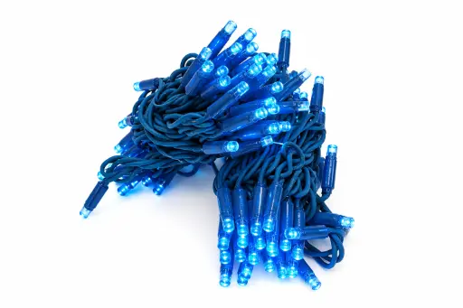 [POL-PLSL10M-SBLU-BLU] PROfesionali lempučių girlianda POLAMP, 10m (5+5), 100 LED, žydra, mėlynu laidu, IP67