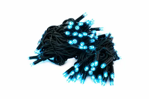 [POL-PLSL10M-SBLU-BL] PROfesionali lempučių girlianda POLAMP, 10m (5+5), 100 LED, žydra, juodu laidu, IP67